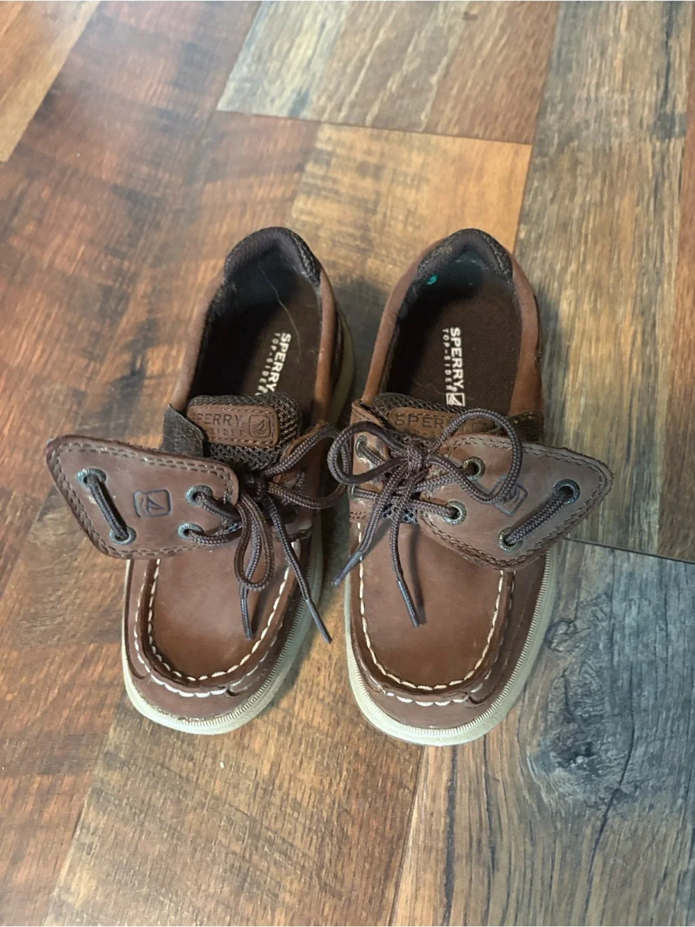 Sperry Kids Brown Suede Moccasins with Tan Sole